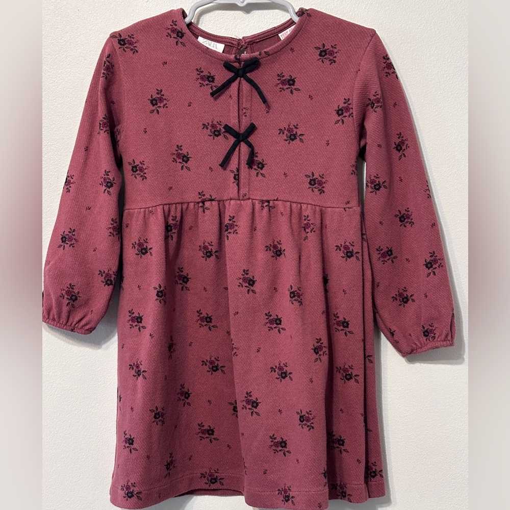 EUC Zara Girls Long Sleeve Floral Dress in Size 5T - Picture 3 of 8